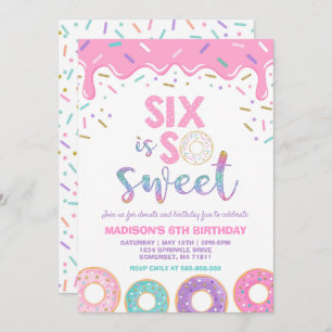 Donut 6e anniversaire Invitation Donut Six est dou