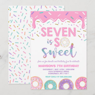 Donut 7e anniversaire Invitation Donut Seven is Sw