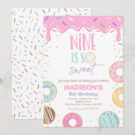 Donut 9. Geburtstagsparty Nine ist so süß Einladung