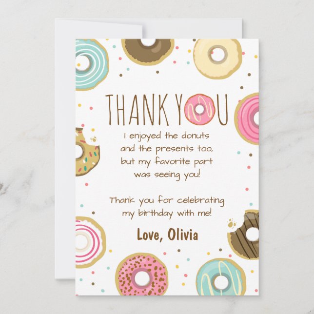 Donut Anniversaire Carte de remerciements Rose fil (Devant)