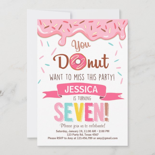 Donut Anniversaire Fête Invitation beigne (Devant)