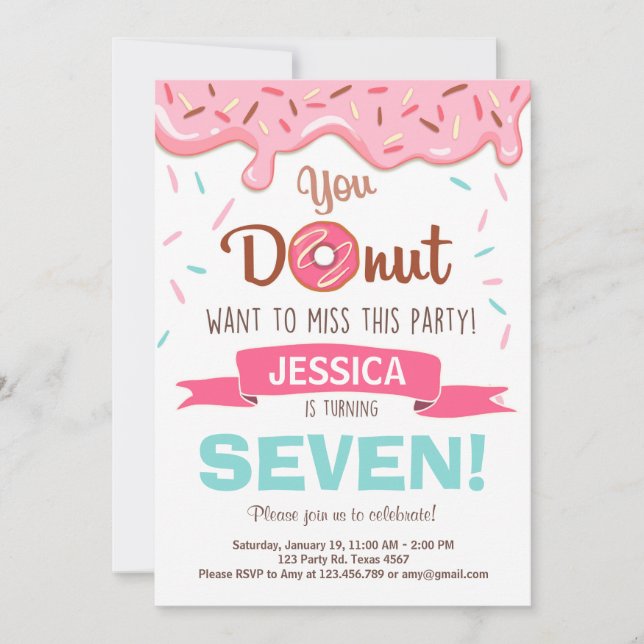 Donut Anniversaire Fête Invitation beigne (Devant)