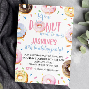 Donut Anniversaire Fête Invitation N'Importe Quel