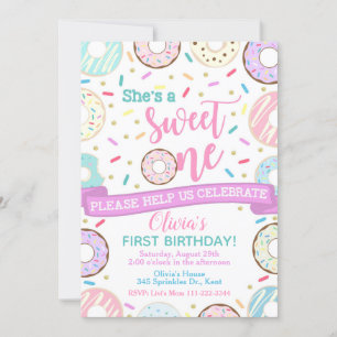 Donut Anniversaire Invitation Sweet One Party