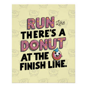 Donut auf der finish Line Funny Fitness Motivation Poster