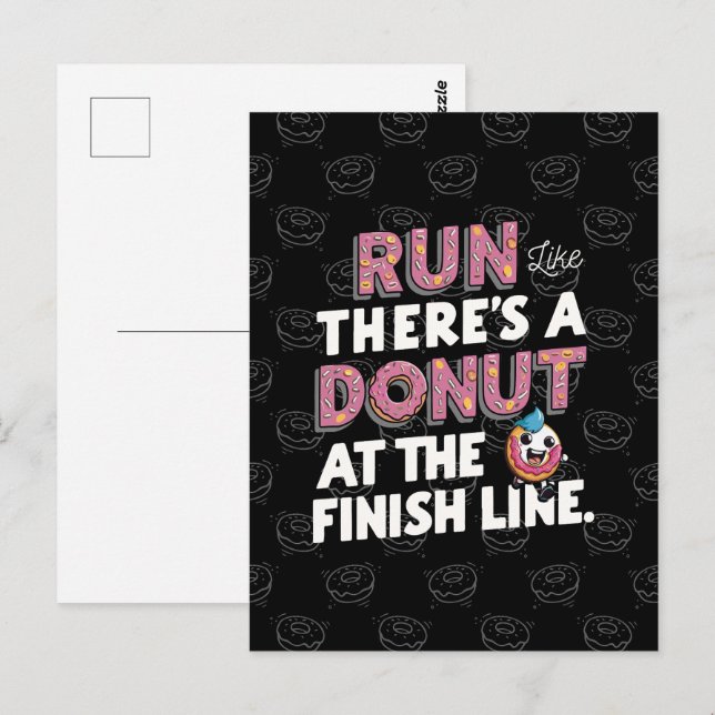 Donut auf der finish Line Funny Fitness Motivation Postkarte (Vorne/Hinten)