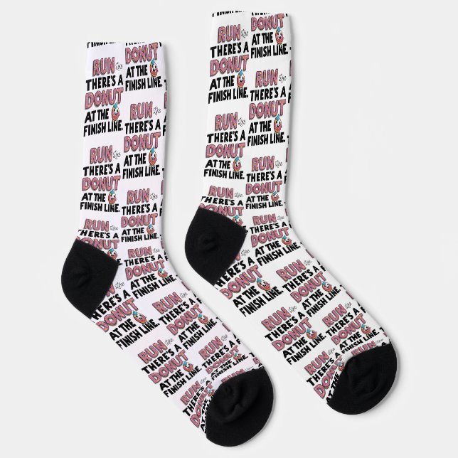 Donut auf der finish Line Funny Fitness Motivation Socken (Rechts)