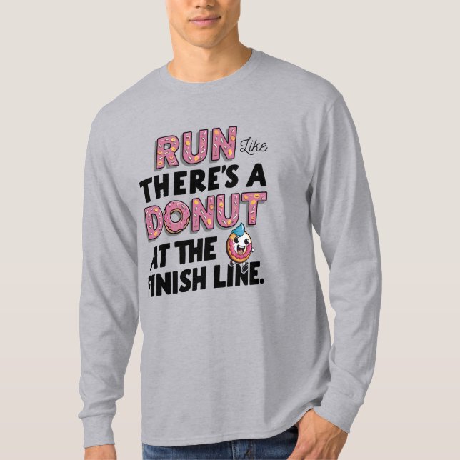 Donut auf der finish Line Funny Fitness Motivation T-Shirt (Vorderseite)