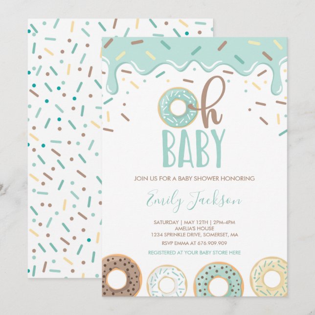 Donut Baby Dusche Einladung Oh Baby Donut Dusche (Vorne/Hinten)