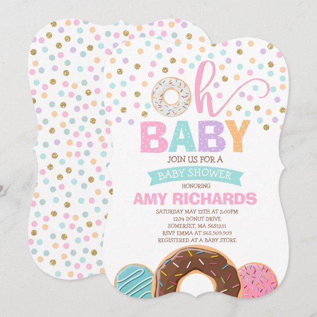 Donut Baby Dusche Einladung Sprinkle Dusche (Vorne/Hinten)