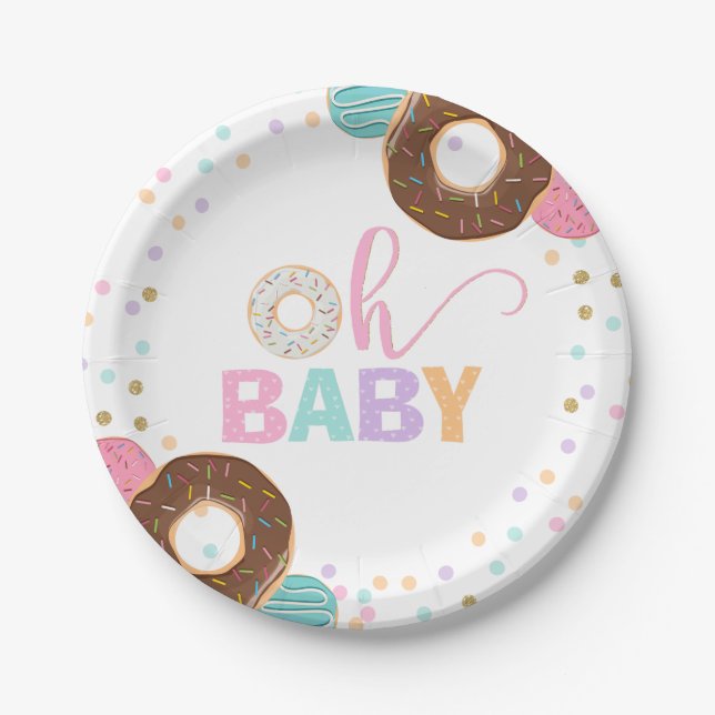 Donut Baby Shower Party Papierplatte 7" Donut Part Pappteller (Vorderseite)