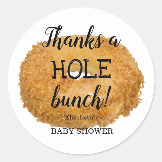Donut Baby Shower Vielen Dank Runder Aufkleber (Vorderseite)
