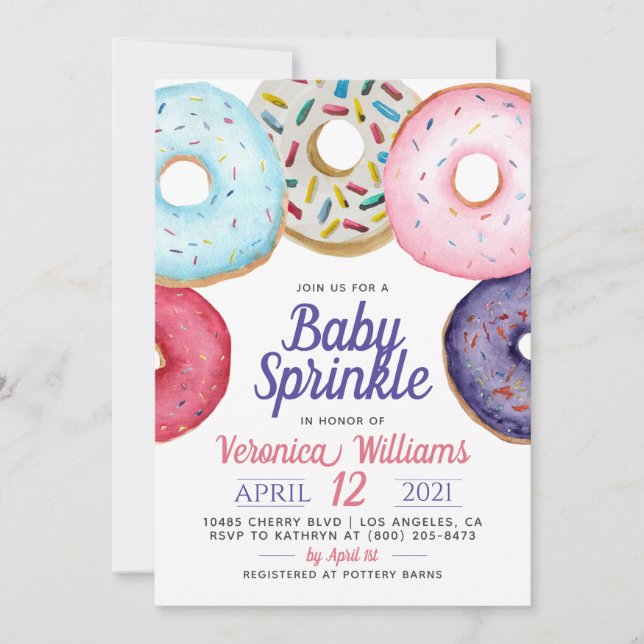 Donut Baby Sprinkle Baby Dusche Einladung (Vorderseite)