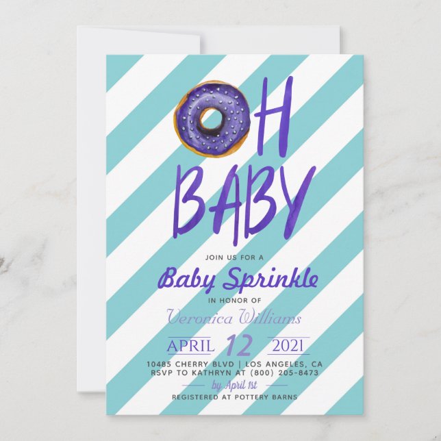 Donut Baby Sprinkle Baby Dusche Einladung (Vorderseite)