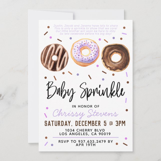 Donut Baby Sprinkle Baby Dusche Einladung (Vorderseite)