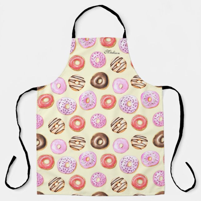 Donut Backen Moderne Aquarellfarbe Personalisiert  Schürze (Vorderseite)