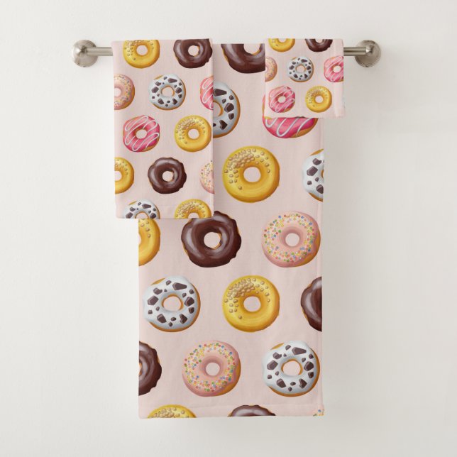 Donut Bakery Shop Muster Badhandtuch Set (Insitu)