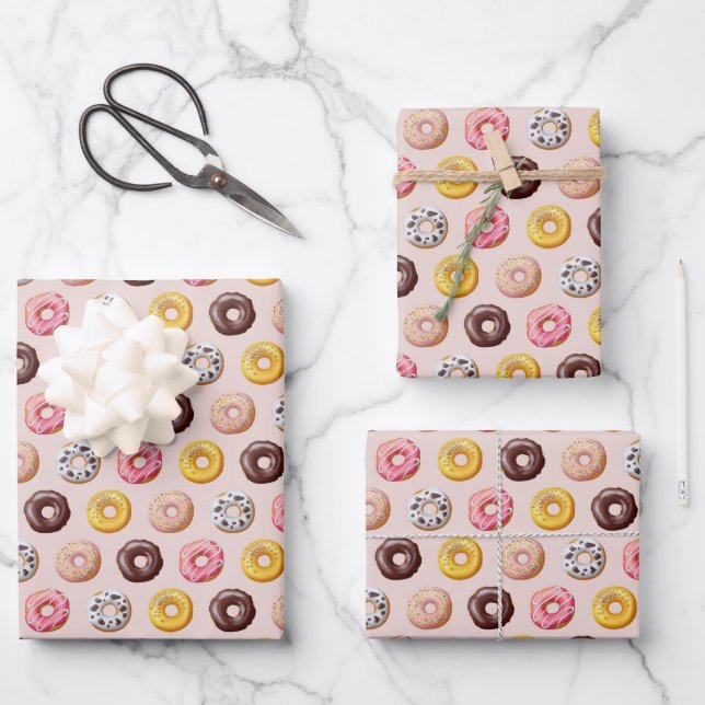 Donut Bakery Shop Muster Geschenkpapier Set (Vorderseite)
