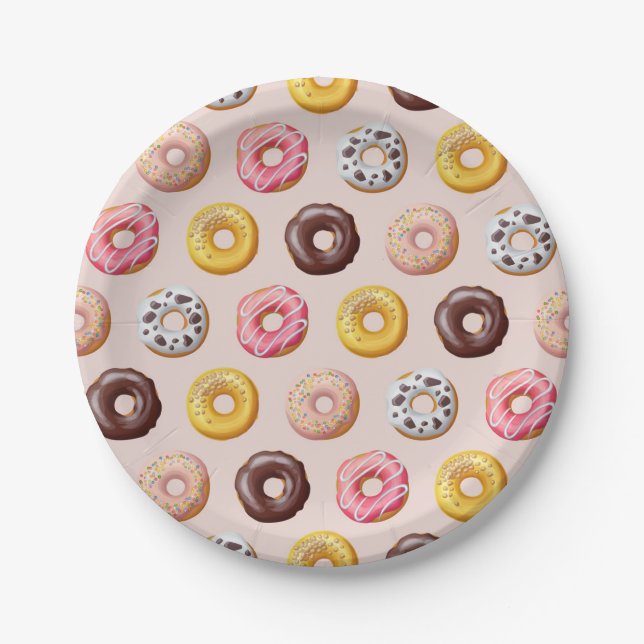 Donut Bakery Shop Muster Pappteller (Vorderseite)