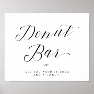 Donut Bar Chic Kalligrafie Schrift Hochzeitsschild Poster