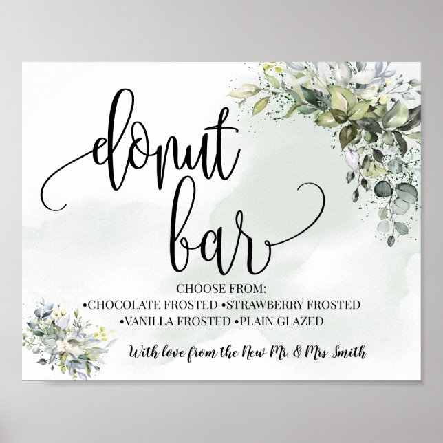 Donut Bar Hochzeit Empfang Eukalyptus grün Poster (Vorne)