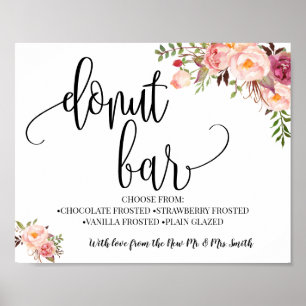 Donut Bar Hochzeitsempfang Rosa-boho chic Poster