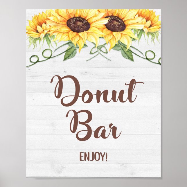 DONUT BAR Sonnenblumendusche oder Party-Zeichen Poster (Vorne)