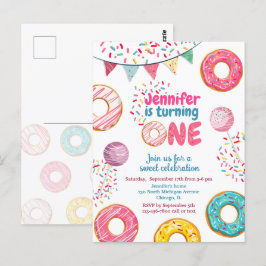 Donut Birthday Einladung Sweet 1 ONE Postkarte