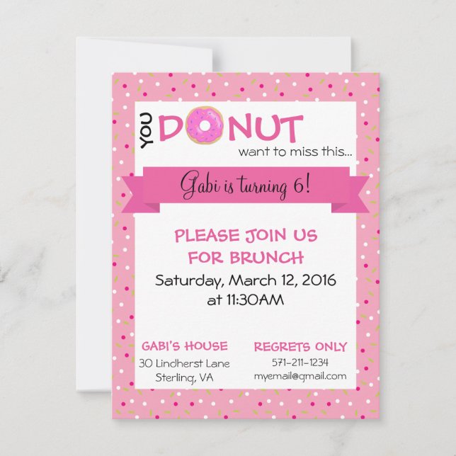 Donut Birthday Matte Einladung 4,25" x 5,5" (Vorderseite)