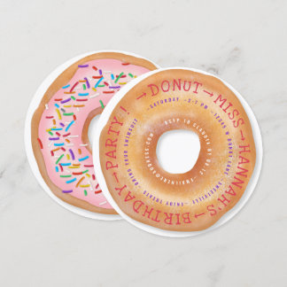 Donut Birthday Niedlich Sprinkled Doughnut Text Ci Einladung