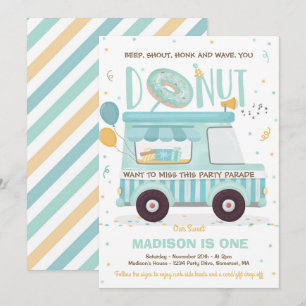 Donut Birthday Party Drive by Birthday Parade Einladung