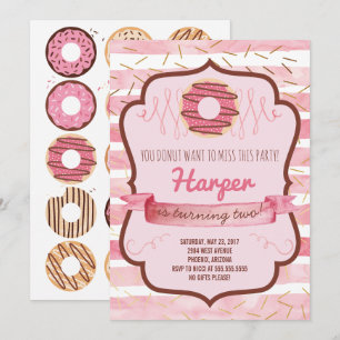 Donut Birthday Party Einladung für ein Mädchen