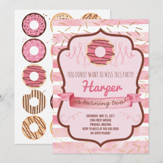 Donut Birthday Party Einladung für ein Mädchen