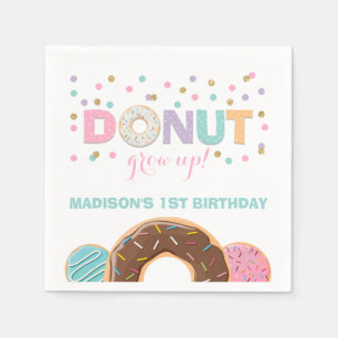 Donut Birthday Party Napkin Donut Grow Up Party Serviette