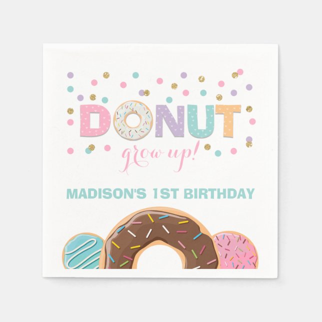Donut Birthday Party Napkin Donut Grow Up Party Serviette (Vorderseite)