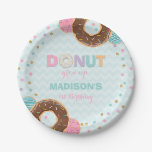 Donut Birthday Party Paper Plate 7" Donut aufgewac Pappteller