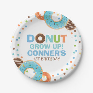 Donut Birthday Party Paper Plate 7" Donut aufwachs Pappteller