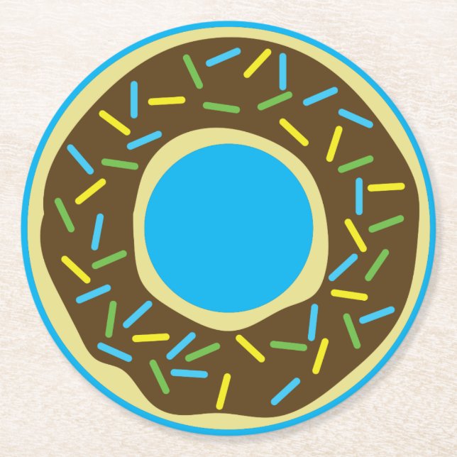 Donut Birthday Party Runder Pappuntersetzer (Vorderseite)