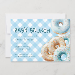 Donut Blue Gingham Boy Baby Shower Einladung