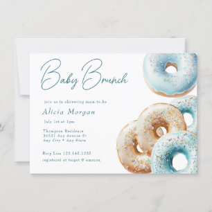 Donut Blue Gingham Boy Baby Shower Einladung