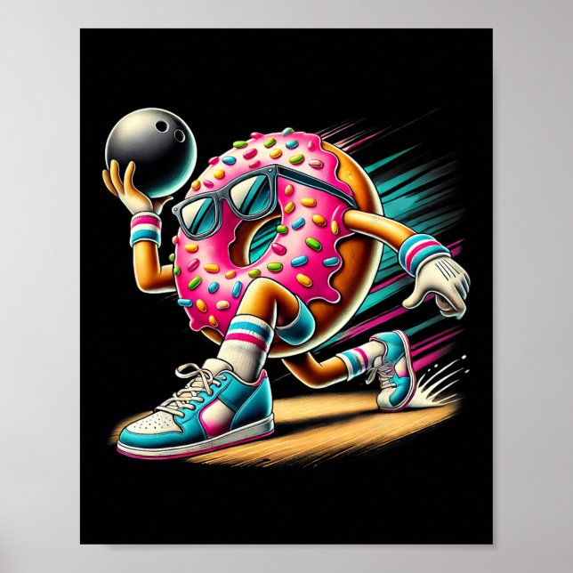 Donut Bowling Donut Lover Bowling Player Poster (Vorne)