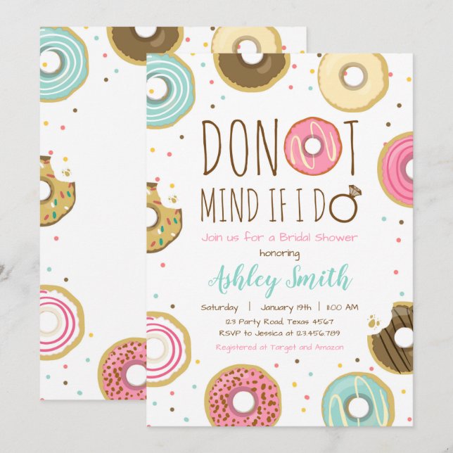 Donut Bridal Dusche Einladung Gedanken, wenn ich t (Vorne/Hinten)