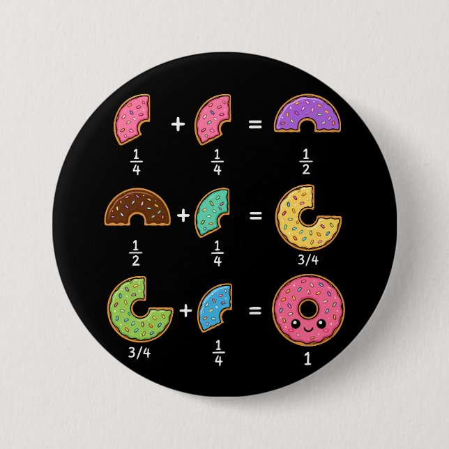 Donut-Bruchrechnen-Lern-Math-Humor Button (Vorderseite)