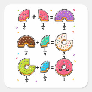 Donut-Bruchrechnen-Lern-Math-Humor Quadratischer Aufkleber