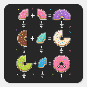 Donut-Bruchrechnen-Mathematik-Humor Quadratischer Aufkleber