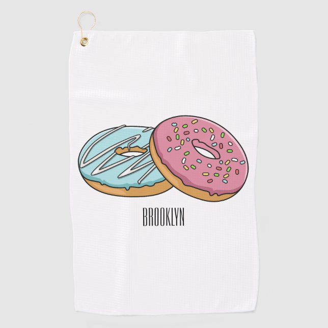 Donut-Cartoon-Abbildung Golfhandtuch (Vorderseite)
