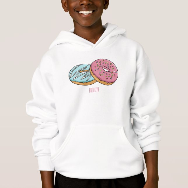 Donut-Cartoon-Abbildung Hoodie (Vorderseite)