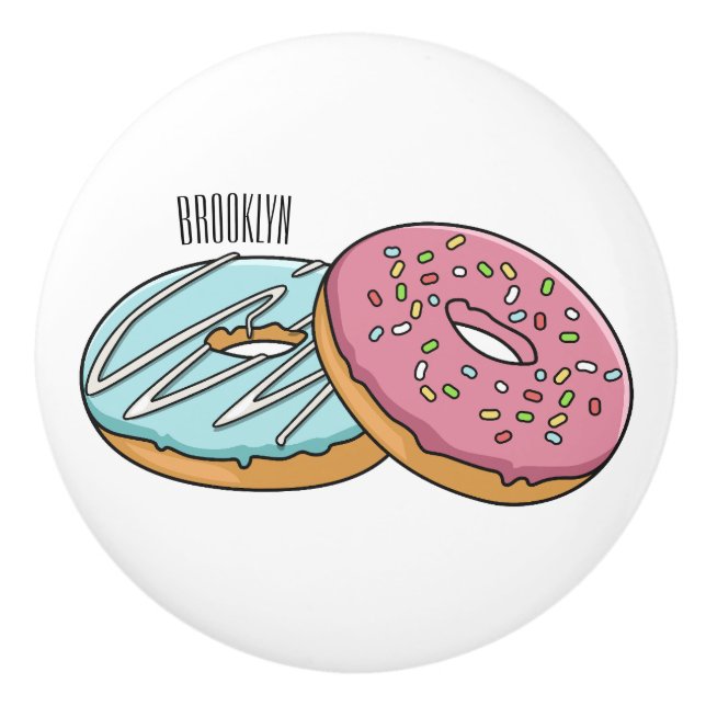 Donut-Cartoon-Abbildung Keramikknauf (Vorderseite)