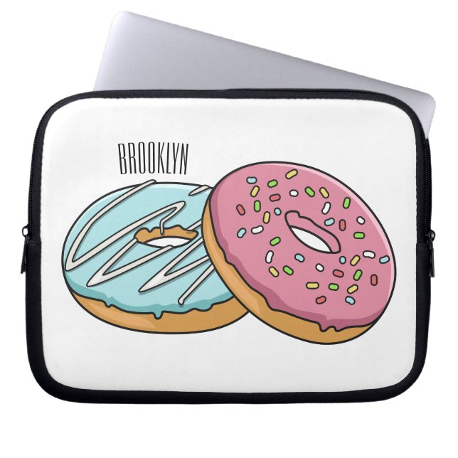 Donut-Cartoon-Abbildung Laptopschutzhülle (Vorderseite)