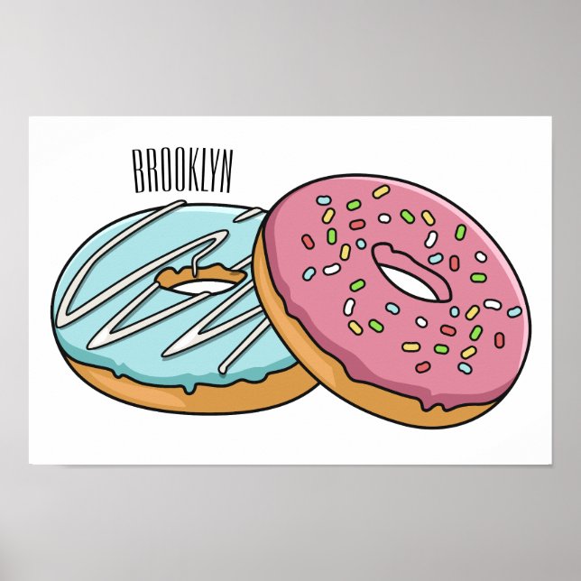 Donut-Cartoon-Abbildung Poster (Vorne)